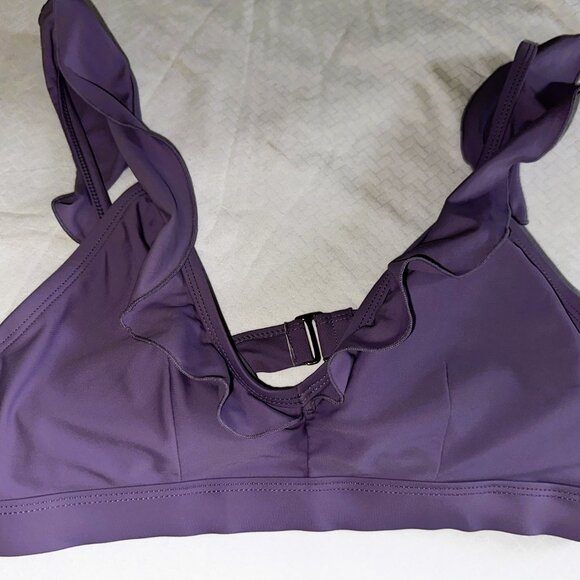 Time & Tru Purple Ruffle Strap Swim Top Size S (8-10) • Women’s Bikini Crop-A177 - Picture 4 of 5